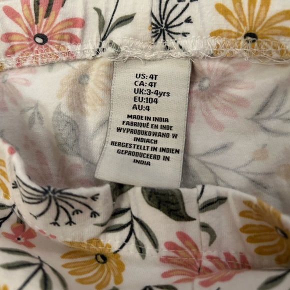 White Blue Pink Yellow Floral Leggings Size 4T - Picture 2 of 3
